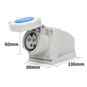 1-1PHLTD Hochstrom IP67 wasserdichter Industriestecker und Steckdose 3-adrig 16A Wand-Aufputzsteckdose Größe 60x80x106mm-