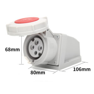 1-2PHLTD Hochstrom IP67 wasserdichter Industriestecker und Steckdose 4-adrig 16A Wand-Aufputzsteckdose Größe 68x80x106mm-