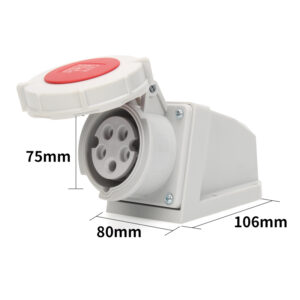 1-3PHLTD Hochstrom-IP67-wasserdichter Industriestecker und -steckdose, 5-adrig, 16 A, freiliegende Wandsteckdose, Größe 75 x 80 x 106 mm-