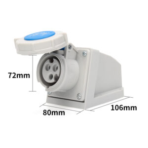 2-1PHLTD Hochstrom-IP67-wasserdichter Industriestecker und -steckdose, 3-polig, 32 A, freiliegende Wandsteckdose, Größe 72 x 80 x 106 mm-