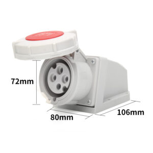 2-2PHLTD Hochstrom IP67 wasserdichter Industriestecker und Steckdose 4-adrig 32A Wand-Aufputzsteckdose Größe 72x80x106mm-