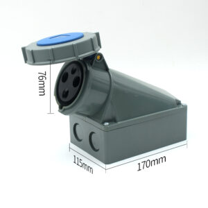 3-1PHLTD Hochstrom IP67 wasserdichter Industriestecker und Steckdose 3-adrig 63A Wand-Aufputzsteckdose Größe 76x115x170mm-