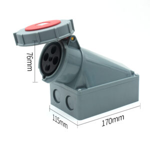 3-2PHLTD Hochstrom-IP67-wasserdichter Industriestecker und -steckdose, 4-adrig, 63 A, freiliegende Wandsteckdose, Größe 76 x 115 x 170 mm-