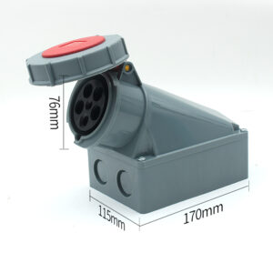 3-3PHLTD Hochstrom-IP67-wasserdichter Industriestecker und -steckdose, 5-adrig, 63 A, freiliegende Wandsteckdose, Größe 76 x 115 x 170 mm-