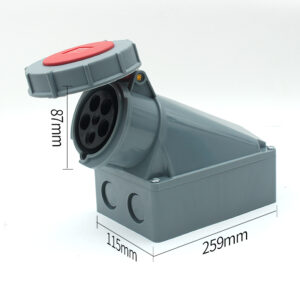 4-3PHLTD Hochstrom IP67 wasserdichter Industriestecker und Steckdose 5-adrig 125A Wand-Aufputzsteckdose Größe 87x115x259mm-