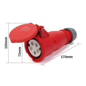 Industriesteckverbinder IP44-Buchse, wasserdichter männlicher und weiblicher Luftfahrt-Industriesteckverbinder, 5-adrig, 32 A, Größe 105 x 170 mm-