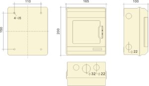 PHLTD IP66 wetterfester, flammhemmender PC-Verteilerkasten für Außenmontage, Größenplan des PC-6 Modells
