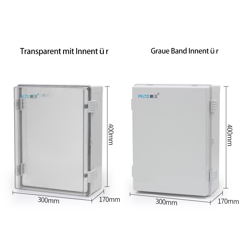 PHLTD wasserdichter Verteilerkasten aus Kunststoff mit Innentür für den Außenbereich, grau oder transparent
