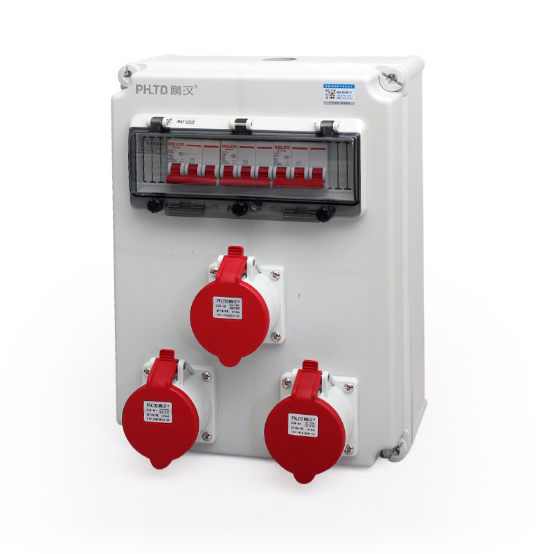 PHLTD IP44 wasserdichte wandmontierte Stromwartungsbox mit 5P 32A Industrie-Steckdose und Luftöffnung, Größe 400×300×160mm