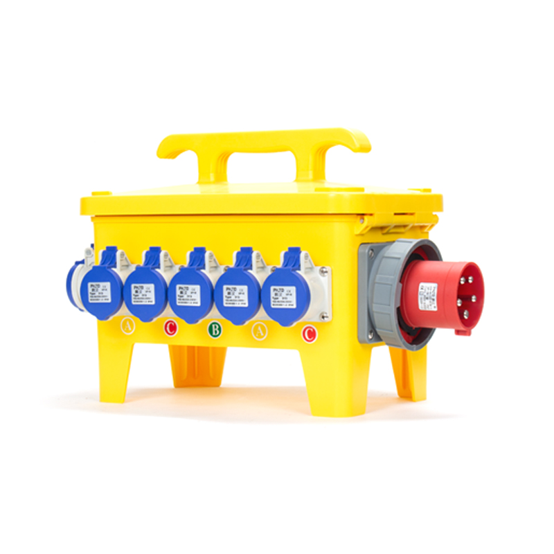 PHLTD tragbare Industriebox mit 5P 63A verdecktem Stecker und 3P 16A Industrie-Steckdose, Hauptstromkreis mit Fehlerstromschutz und Leistungsschalter