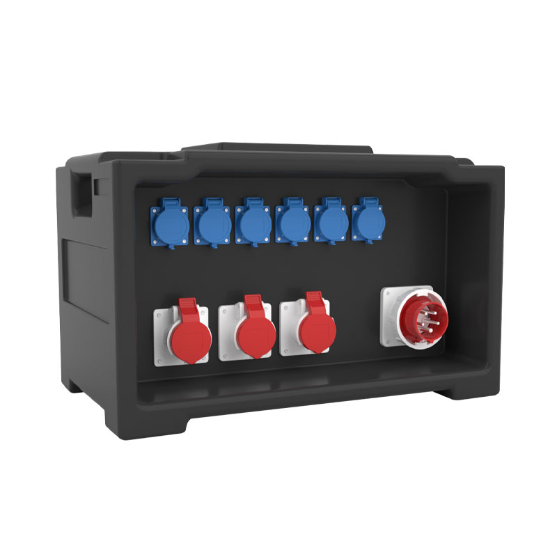 PHLTD Bühnenlicht-Verteilungsbox mit 6 Steckdosen nach europäischem Standard, 3 Industrie-Steckdosen und 1 Industrie-Stecker