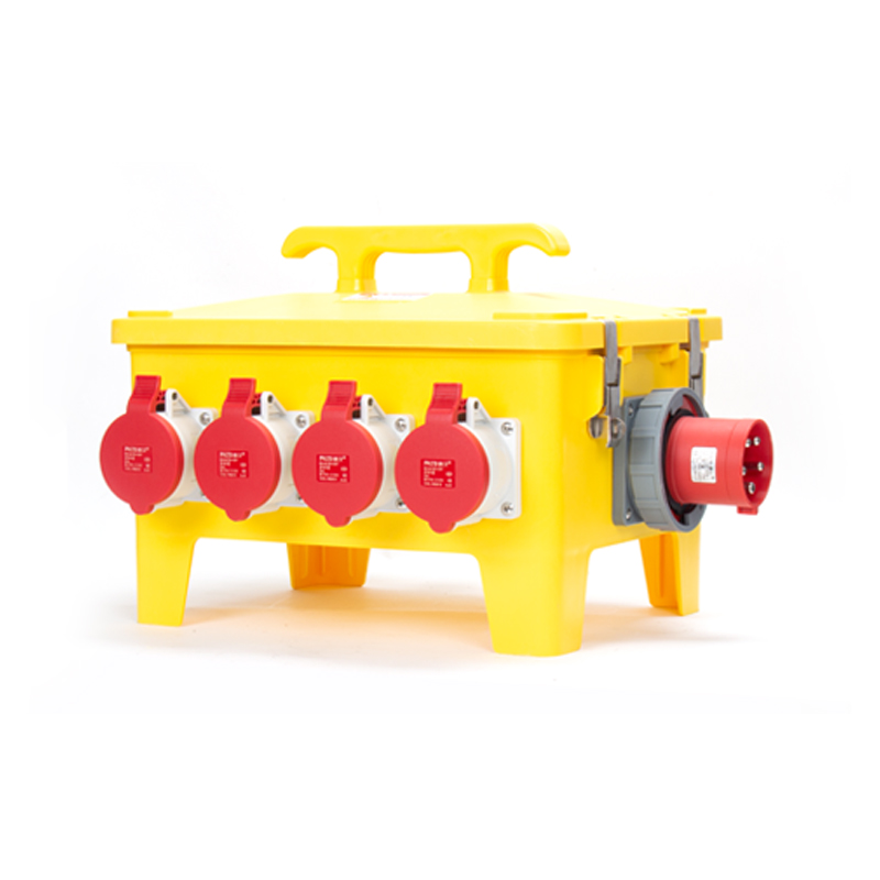 PHLTD handgehaltene Industriebox mit 5P 63A verdecktem Stecker und 8 Industrie-Steckdosen, ausgestattet mit Hauptschalter und Fehlerstromschutz