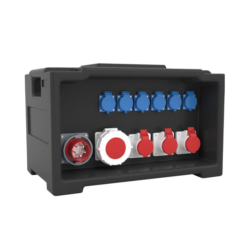 PHLTD Bühnenlicht-Verteilungsbox mit 6 Steckdosen nach europäischem Standard, 4 Industrie-Steckdosen und 1 Industrie-Stecker