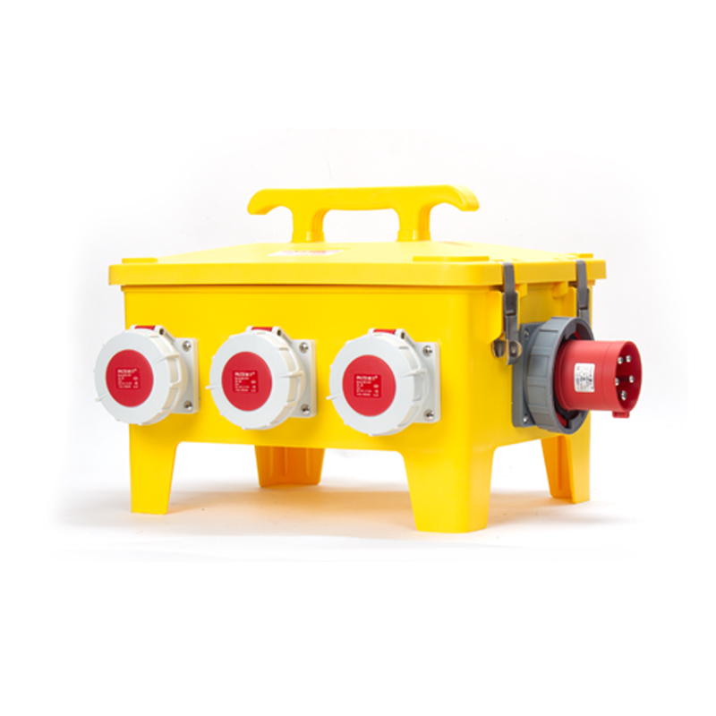 PHLTD handgehaltene Industriebox mit 5P 63A verdecktem Stecker, 5P 32A Industrie-Steckdose und 3P 16A Steckdose, ausgestattet mit Hauptleistungsschalter und Fehlerstromschutz