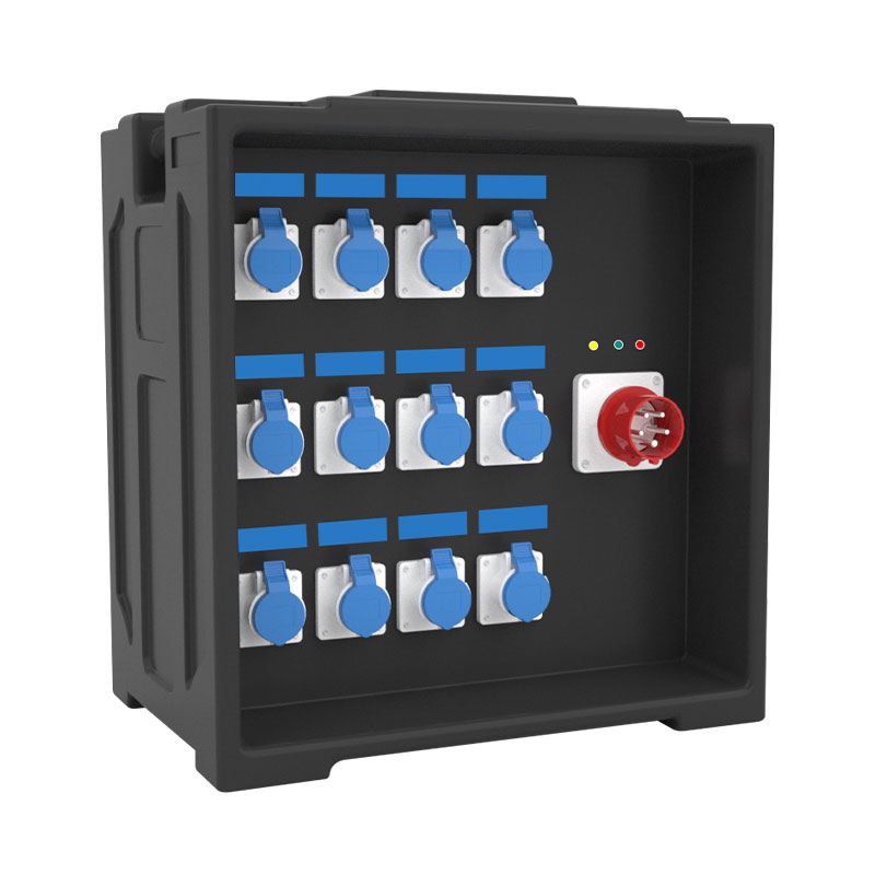 PHLTD große Bühnen-LED-Beleuchtungsanzeige Stromverteilungsbox mit 12 Industriesockeln und einem fünfpoligen Industrie-Stecker