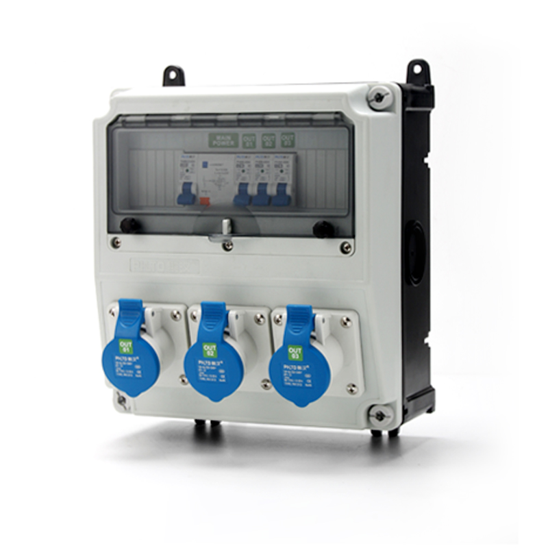 PHLTD Industrie-Verteilungsbox mit Fehlerstromschutz und Luftschalter, 3P 16A Steckdose