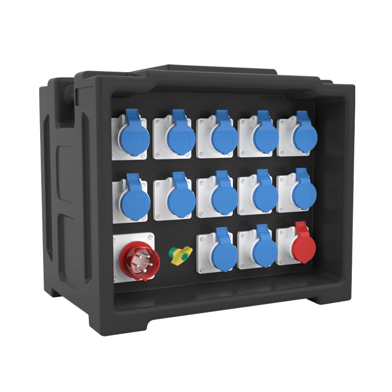 PHLTD Stromverteilungsbox mit 13 Industrie-Steckdosen und einem 5-poligen Industrie-Stecker