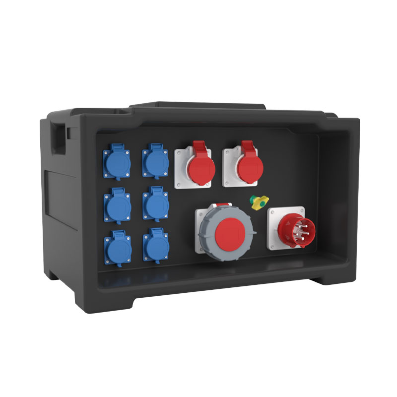 PHLTD Bühnenlicht-Verteilungsbox mit 6 Steckdosen nach europäischem Standard, 3 Industrie-Steckdosen und 1 fünfpoligem Industrie-Stecker