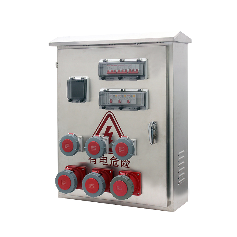 304 Edelstahl Industrie-Steckdosenbox mit zwei Ausgängen und drei Schaltern zum Schutz inklusive Hauptschalter, Größe 800×600×200mm