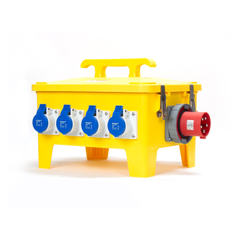 PHLTD tragbare Industriebox mit 5P 63A verdecktem Stecker, 5P 32A Industrie-Steckdose und 3P 16A Steckdose, ausgestattet mit Hauptleistungsschalter und Fehlerstromschutzschalter, Gehäusegröße 340×420×340 mm