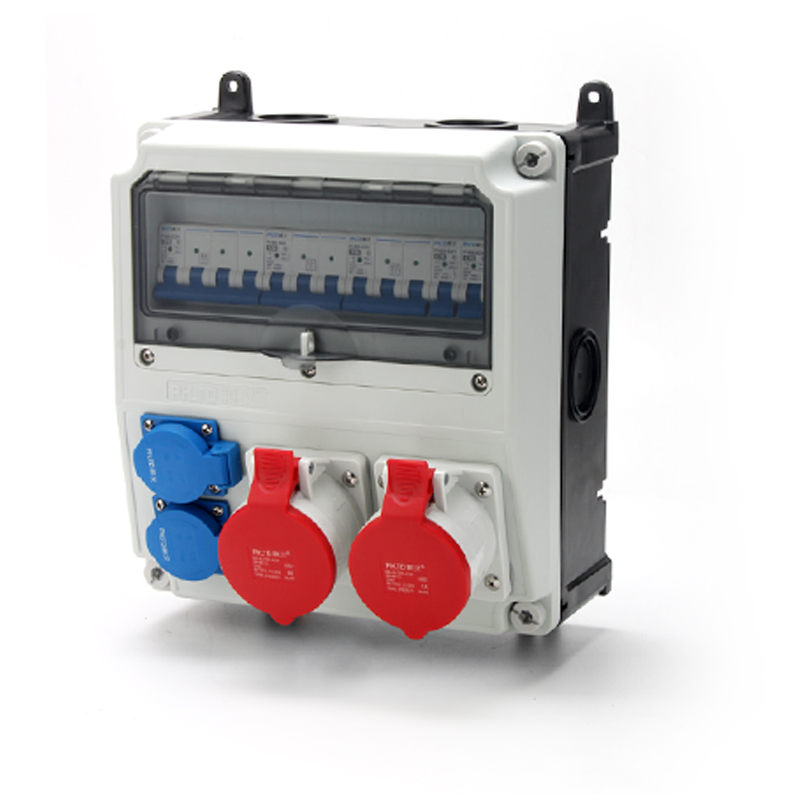 PHLTD Industrie-Verteilungsbox mit 5P 32A 220V Steckdose, 10A Luftschalter, Größe 350×270×165 mm