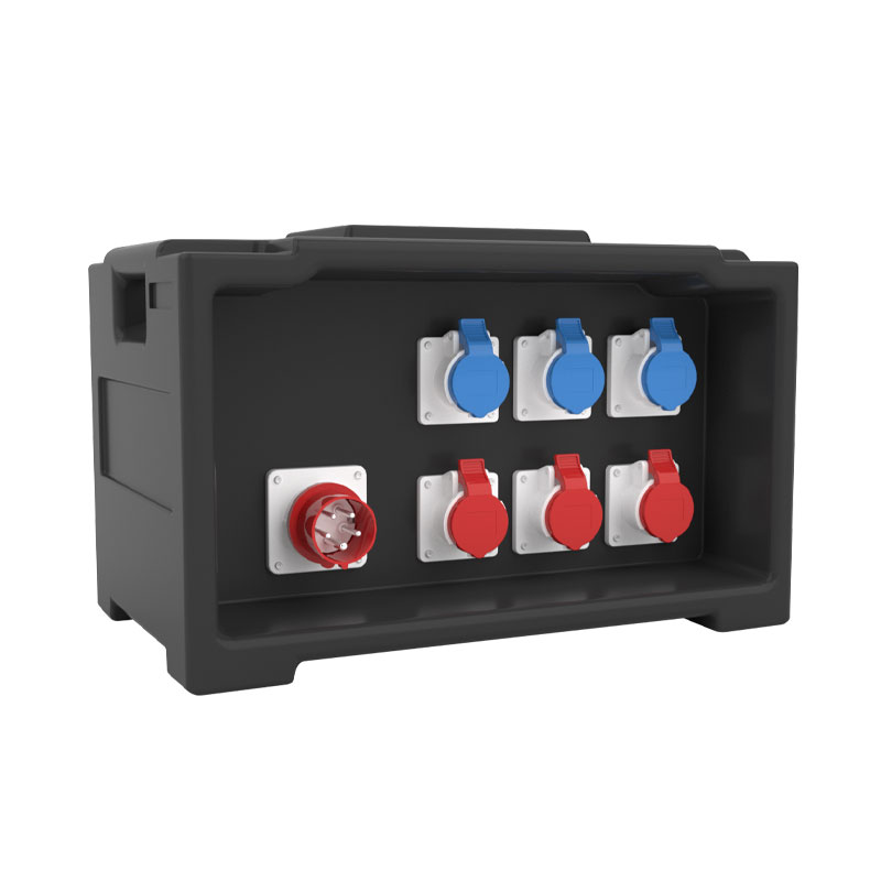 PHLTD Bühnenlicht-Verteilungsbox mit 6 Industrie-Steckdosen und 1 fünfpoligem Industrie-Stecker