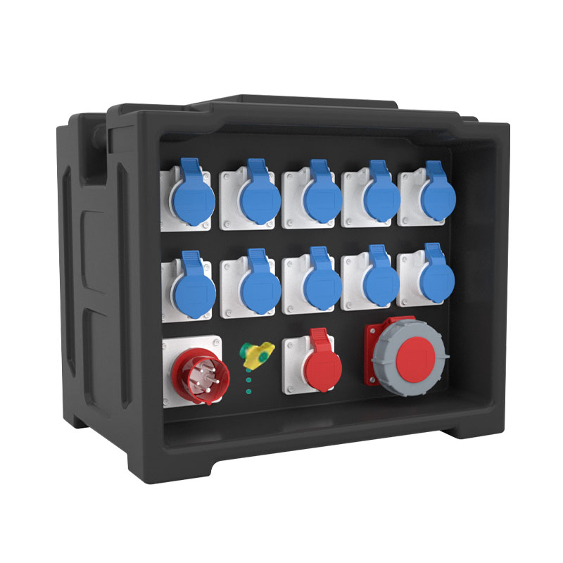 PHLTD Stromverteilungsbox mit 11 Industrie-Steckdosen, einer 63A-Steckdose und einem fünfpoligen Industrie-Stecker