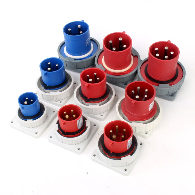 PHLTD Hochstrom IP67 wasserdichter industrieller verdeckter Stecker und Steckdose, 3-polig, 4-polig, 5-polig, 63A/125A, 380-415V, Massivmessing